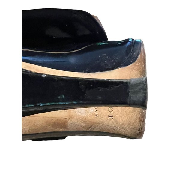 Christian Dior Black Patent Leather Platform Heels Peep Toe 4" heel 38.5 US 8.5 - Picture 7 of 12